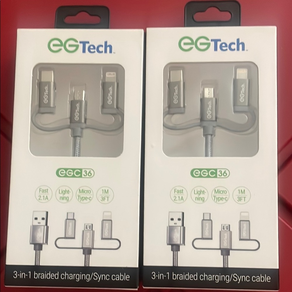 3-in-1 Braided Charging/Sync Cable - Gray